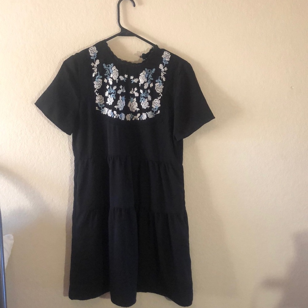 Black floral print dress